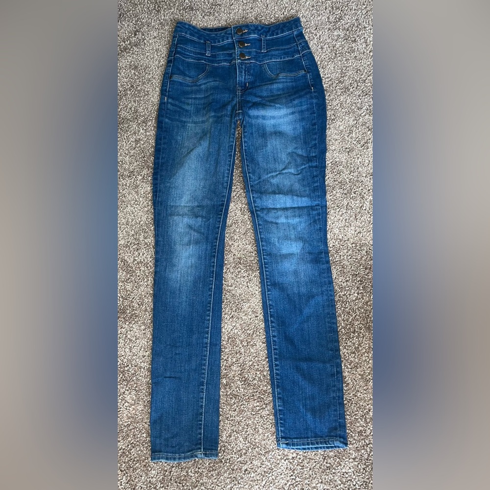 Refuge Dark Wash High Waisted Skinny Jeans - Picture 4 of 6